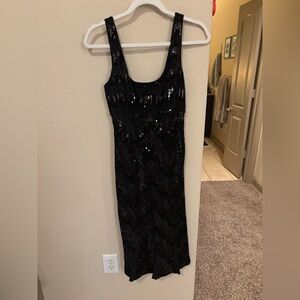 Diane Von Furstenberg Black Sequin Cocktail Dress